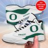NCAA Oregon Ducks Custom Name White Green Air Jordan 13 Shoes