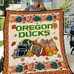 NCAA Oregon Ducks Welcome Fall Pumpkin Quilt Blanket