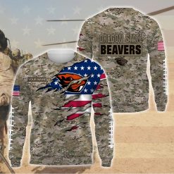NCAA Oregon State Beavers Custom Name Flag And Camo Pattern Sweatshirt