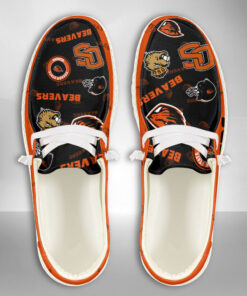 NCAA Oregon State Beavers Custom Name Orange Black Hey Dude Shoes