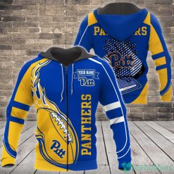 NCAA Pittsburgh Panthers Custom Name Fire Ball Zip Up Hoodie