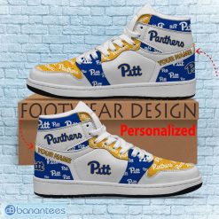 Alternative view of NCAA Pittsburgh Panthers Custom Name Logo Pattern Air Jordan 1 High Sneakers