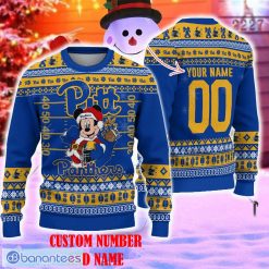 NCAA Pittsburgh Panthers Custom Name Number Mickey Funny Ugly Christmas Sweater