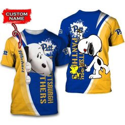 NCAA Pittsburgh Panthers Custom Name Snoopy T-Shirt