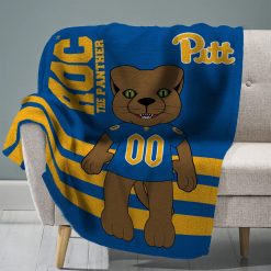 Alternative view of NCAA Pittsburgh Panthers Custom Number Mascot Fleece Blanket