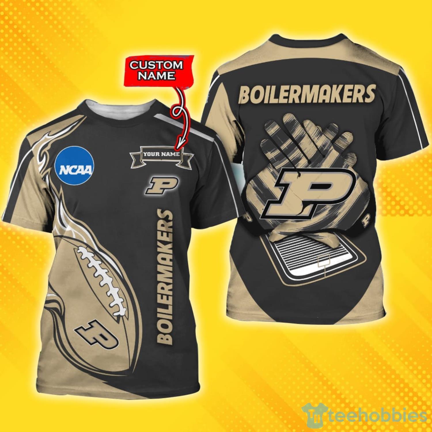 NCAA Purdue Boilermakers Custom Name Fire Ball T-Shirt