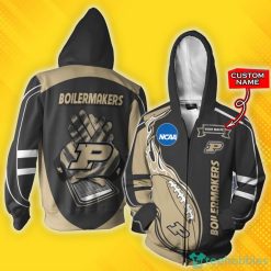 NCAA Purdue Boilermakers Custom Name Fire Ball Zip Up Hoodie