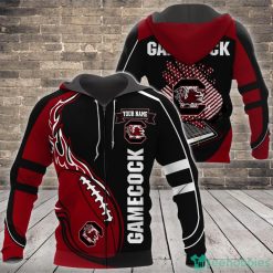 NCAA South Carolina Gamecocks Custom Name Fire Ball Zip Up Hoodie