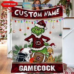NCAA South Carolina Gamecocks Custom Name Grinc Christmas Fleece Blanket