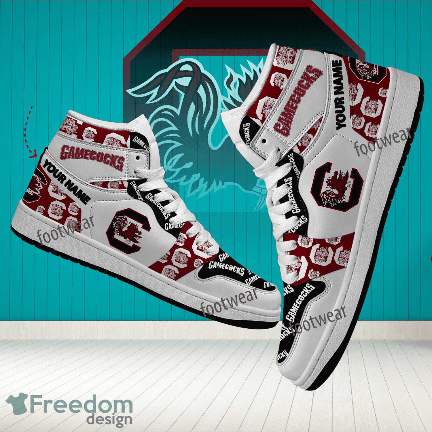 NCAA South Carolina Gamecocks Custom Name Logo Air Jordan 1 High Sneakers
