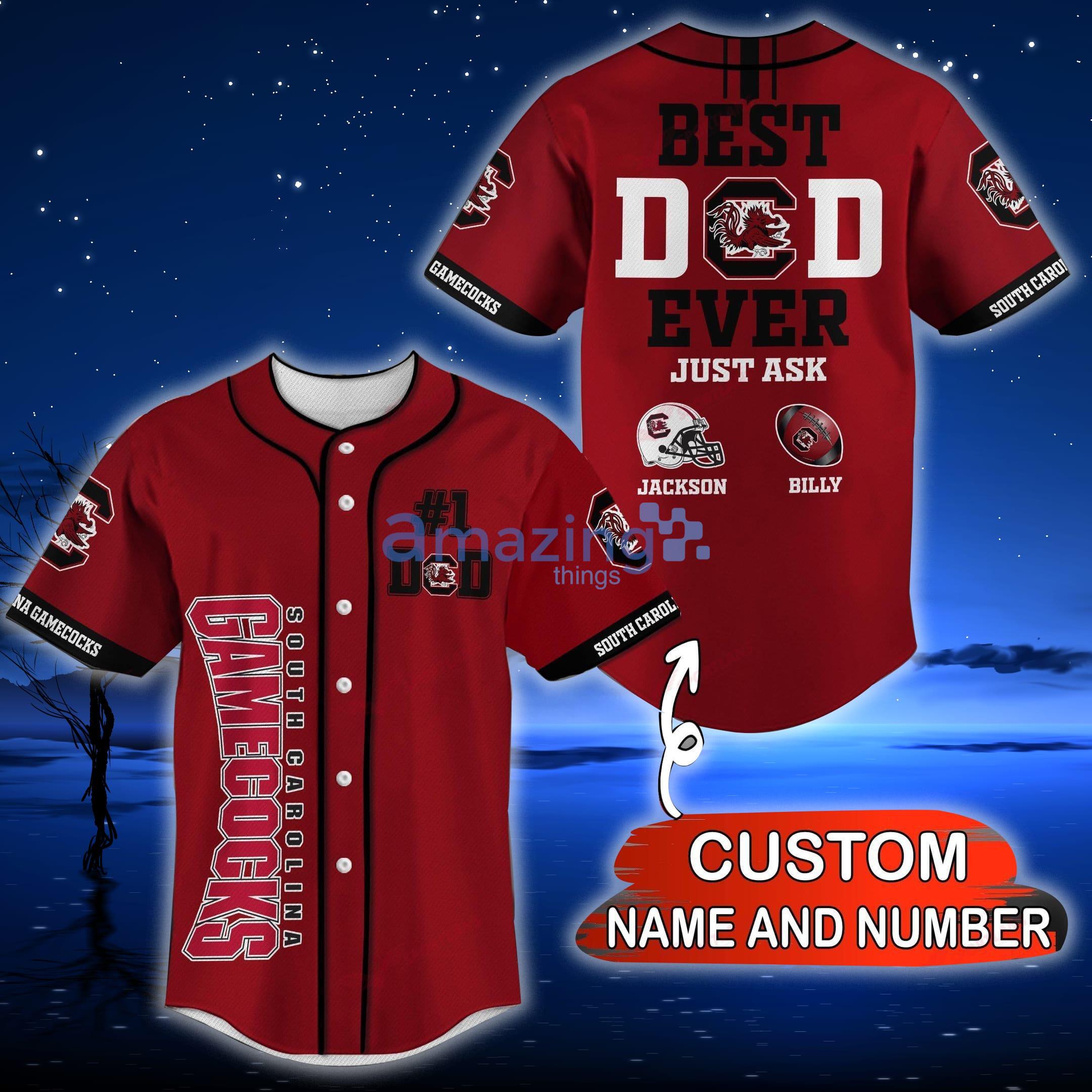 NCAA South Carolina Gamecocks Custom Name Number Best Dad Ever Baseball Jersey