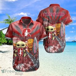 NCAA Stanford Cardinal Baby Yoda Tiki Flower Hawaiian Shirt