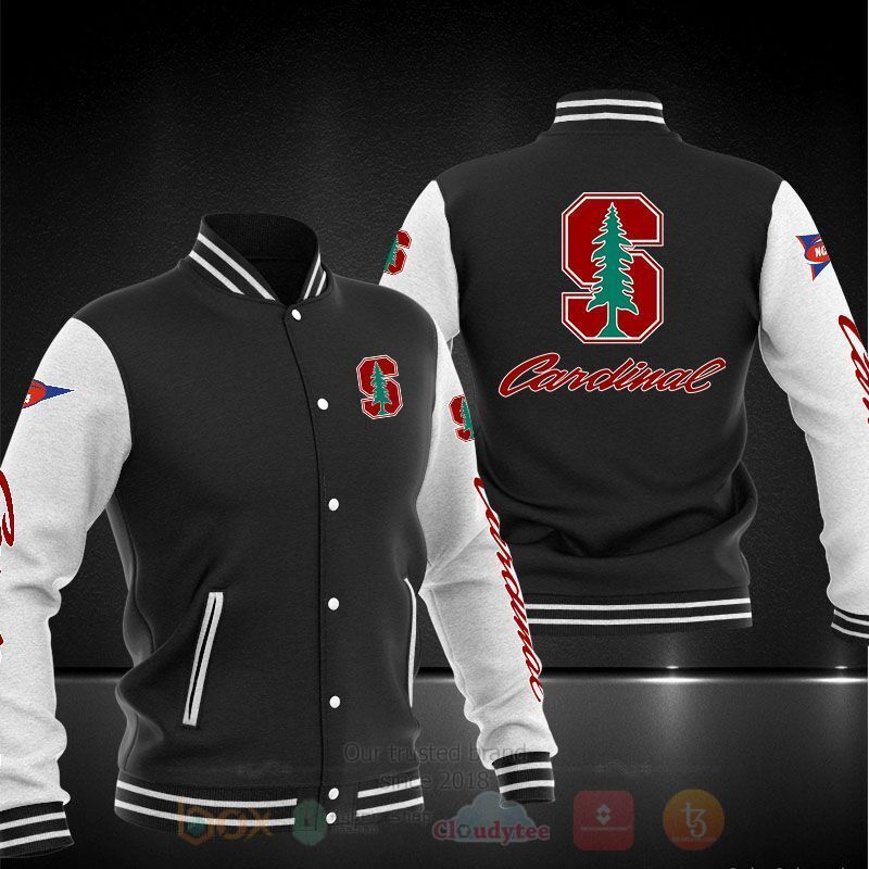 NCAA Stanford Cardinal Black White Baseball Jacket
