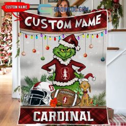 NCAA Stanford Cardinal Custom Name Grinch Christmas Fleece Blanket