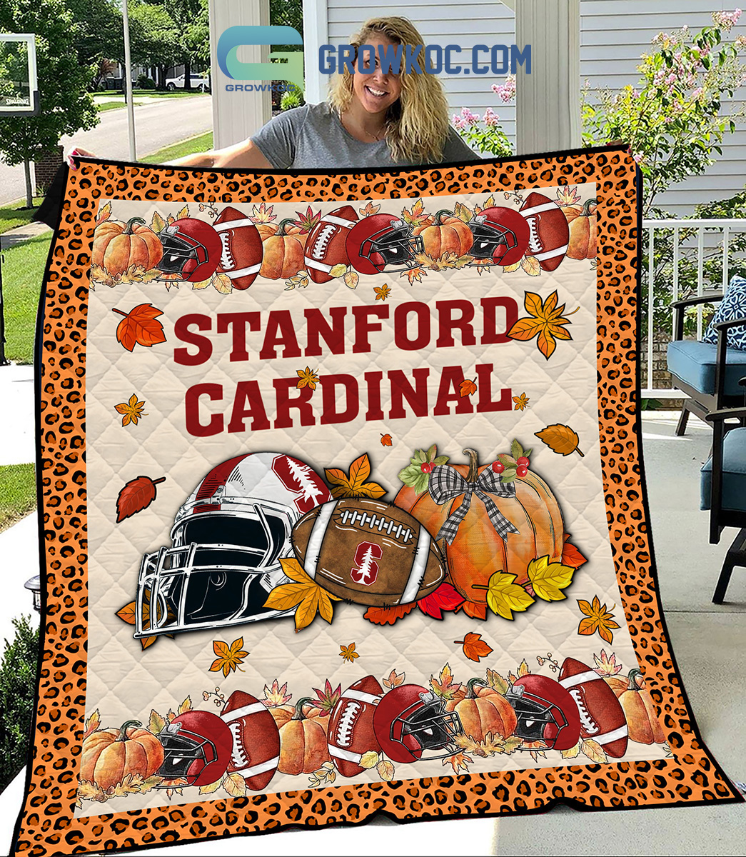 NCAA Stanford Cardinal Welcome Fall Pumpkin Quilt Blanket