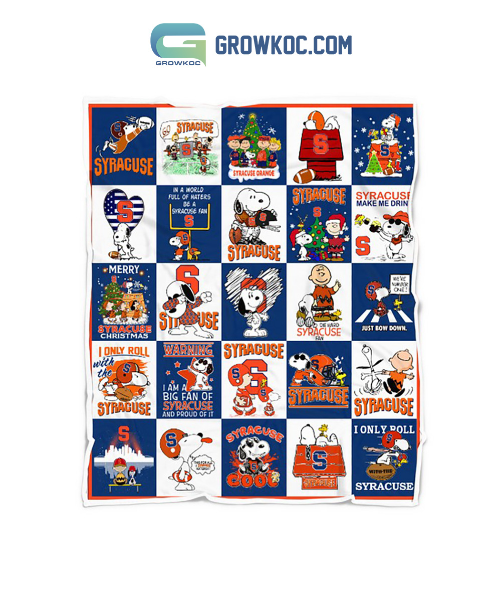 NCAA Syracuse Orange Christmas Snoopy Peanuts Fleece Blanket