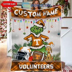NCAA Tennessee Volunteers Custom Name Grinch Christmas Fleece Blanket