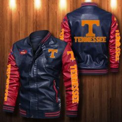 NCAA Tennessee Volunteers Navy Red Leather Bomber Jacket