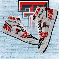 Alternative view of NCAA Texas Tech Red Raiders Custom Name White Red Air Jordan 1 High Sneakers