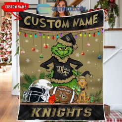 NCAA UCF Knights Custom Name Grinch Christmas Fleece Blanket