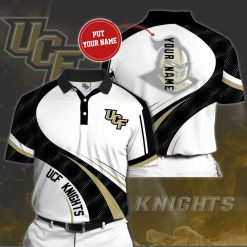 NCAA UCF Knights Custom Name White Black Polo Shirt
