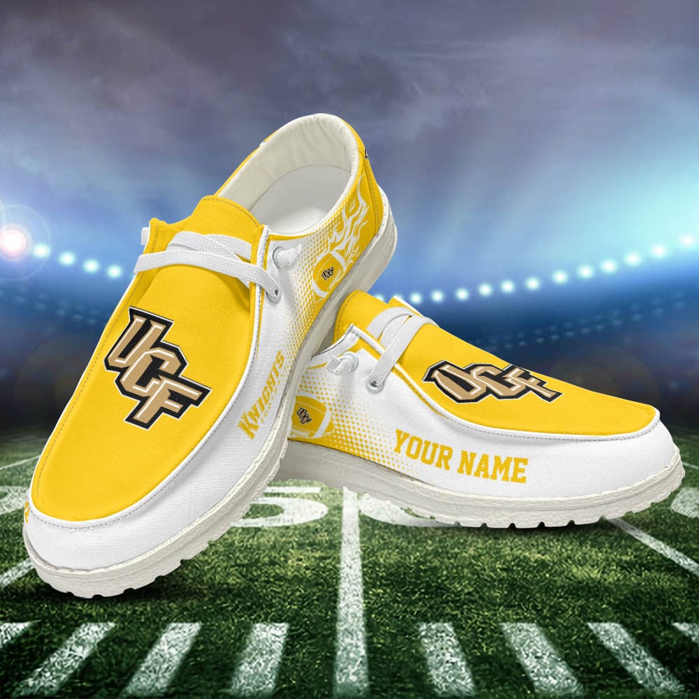 NCAA UCF Knights Custom Name Yellow Hey Dude Shoes