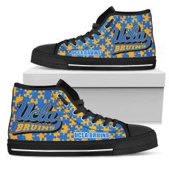 Alternative view of NCAA UCLA Bruins Puzzle Logo High Top Shoes