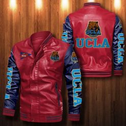 NCAA UCLA Bruins Red Navy Leather Bomber Jacket