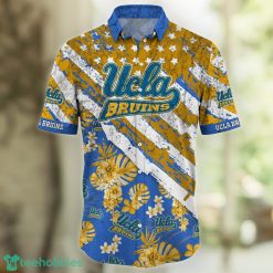 Alternative view of NCAA UCLA Bruins Tropical Flower - Flag Pattern Hawaiian Shirt