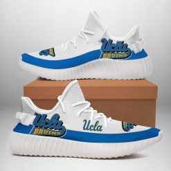 NCAA UCLA Bruins White Blue Logo Yeezy Boost Sneakers