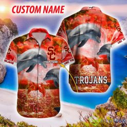NCAA USC Trojans Custom Name Dolphin Funny Hawaiian Shirt