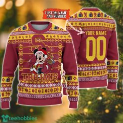 NCAA USC Trojans Custom Name Number Mickey Ugly Christmas Sweater
