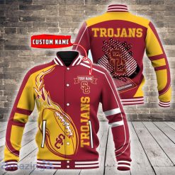 NCAA USC Trojans Custom Number Fire Ball Baseball Jacket