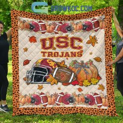Alternative view of NCAA USC Trojans Welcome Fall Pumpkin Quilt Blanket