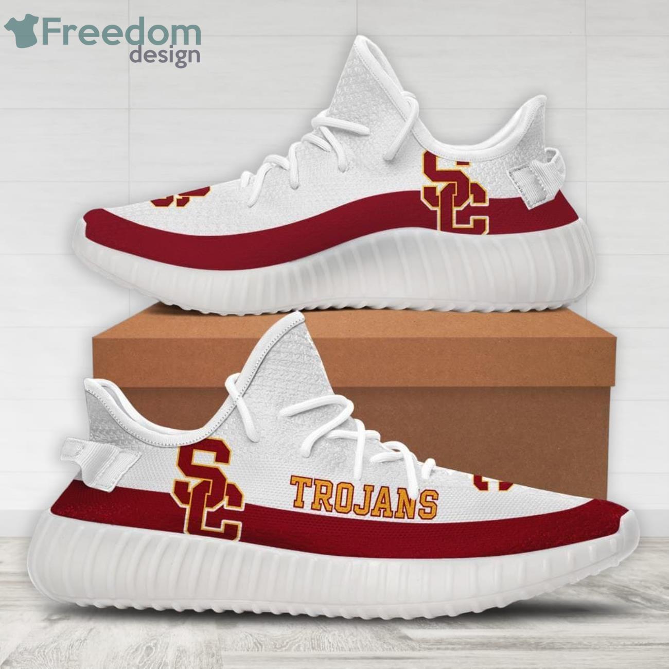 NCAA USC Trojans White Yeezy Boost Sneakers