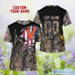 NCAA Virginia Cavaliers Custom Name Number Hunting Pattern Design T-Shirt