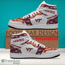 Alternative view of NCAA Virginia Tech Hokies Custom Name Logo Air Jordan 1 High Sneakers