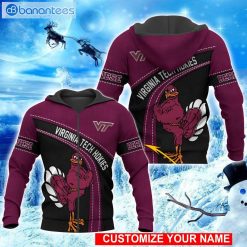 NCAA Virginia Tech Hokies Custom Name Mascot Zip Up Hoodie