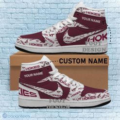 Alternative view of NCAA Virginia Tech Hokies Custom Name New Season Design Air Jordan 1 High Sneakers