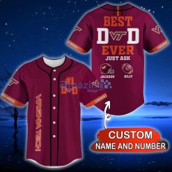 NCAA Virginia Tech Hokies Custom Name Number Best Dad Ever Baseball Jersey