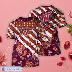 NCAA Virginia Tech Hokies Tropical Flower Style T-Shirt