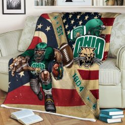 NCAA Ohio Bobcats Player Vintage Flag Fleece Blanket