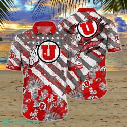 NCAA Utah Utes Tropical Flower And Flag Pattern Hawaiian Shirt