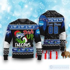 NCAA Air Force Falcons Custom Name Number Drink Up Ugly Christmas Sweater