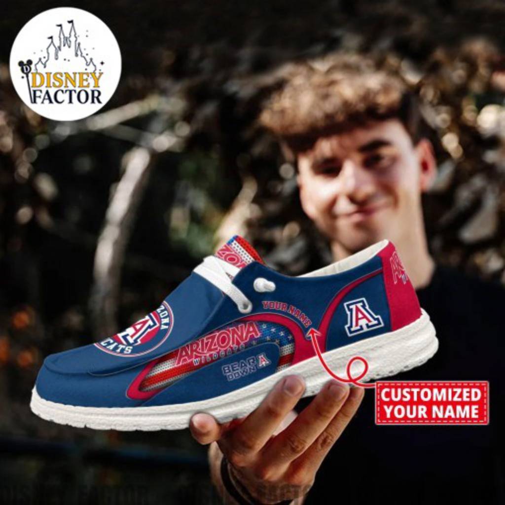NCAA Arizona Wildcats Custom Name Blue Hey Dude Shoes - Image 3
