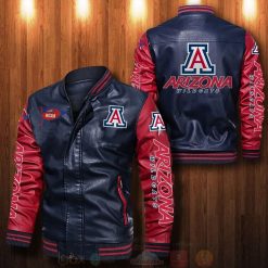 NCAA Arizona Wildcats Navy Red Leather Bomber Jacket
