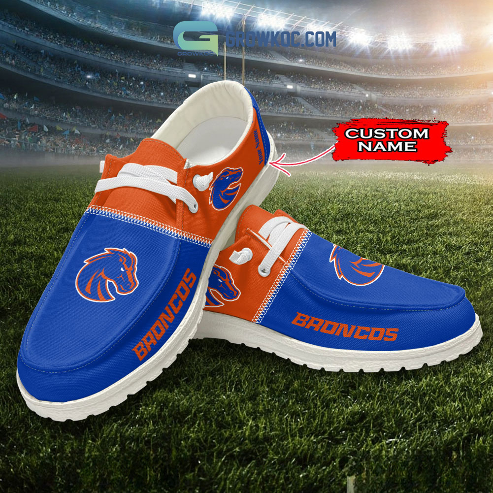 NCAA Boise State Broncos Custom Name Blue Orange Hey Dude Shoes