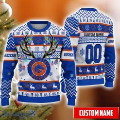 NCAA Boise State Broncos Custom Name Number Reindeer Pattern Ugly Christmas Sweater