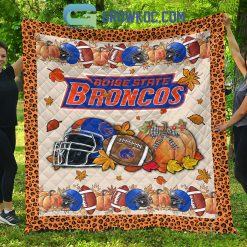 Alternative view of NCAA Boise State Broncos Welcome Fall Pumpkin Quilt Blanket