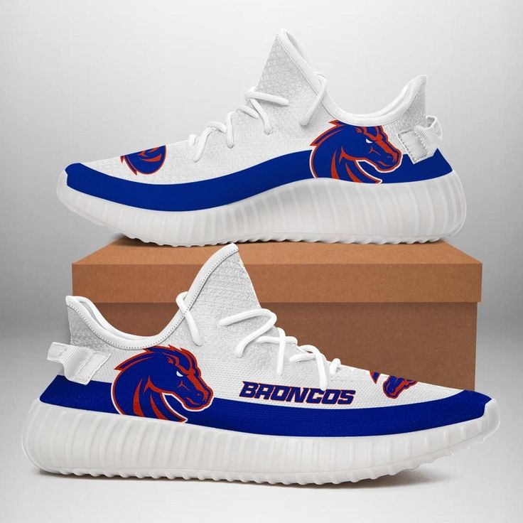 NCAA Boise State Broncos White Yeezy Boost Sneakers